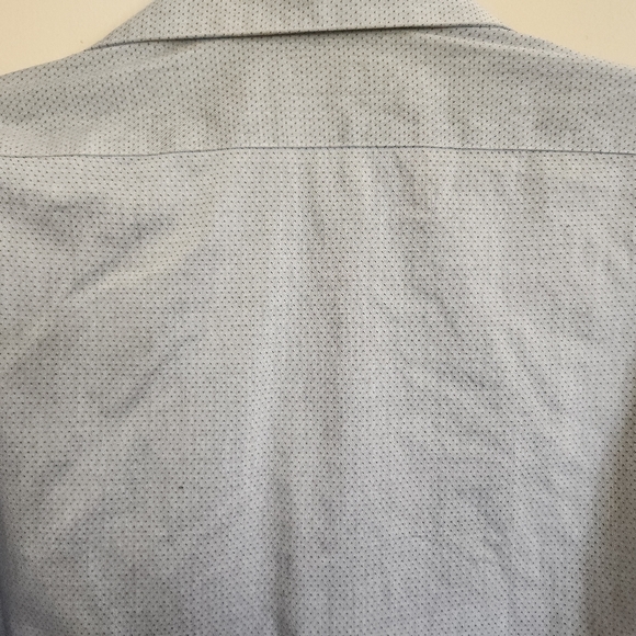 M24 Calvin Klein gray stretch micro-pattern slim wrinkle free long sleeve shirt - Picture 6 of 9